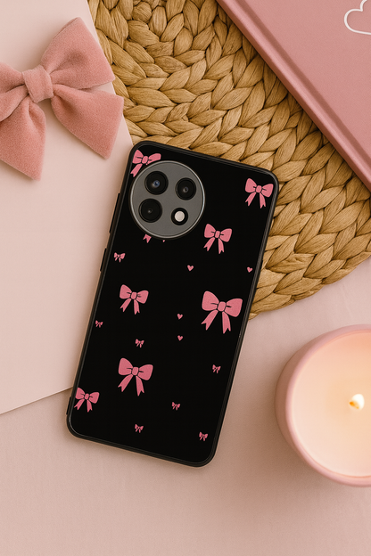 Glam Bow Premium Glass Back Cover For One Plus 13, 12, 11, 10, Nord Series