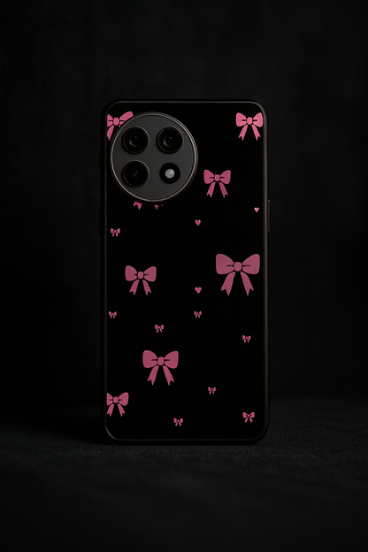 Glam Bow Premium Glass Back Cover For One Plus 13, 12, 11, 10, Nord Series
