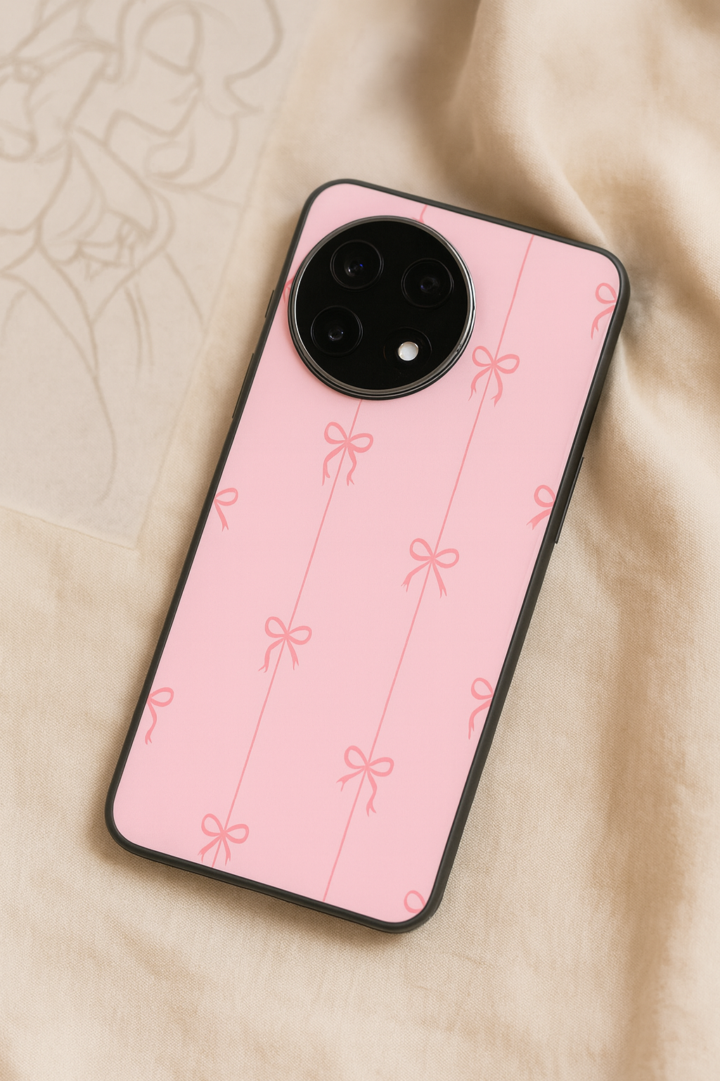 Bows Stripes Premium Glass Back Cover For One Plus 13, 12, 11, 10, Nord Series