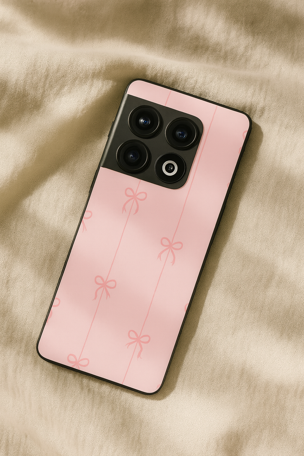 Bows Stripes Premium Glass Back Cover For One Plus 13, 12, 11, 10, Nord Series