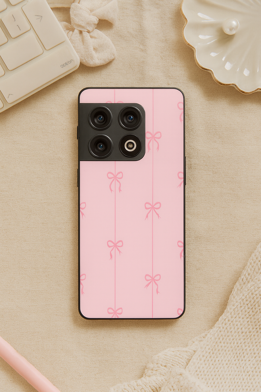 Bows Stripes Premium Glass Back Cover For One Plus 13, 12, 11, 10, Nord Series