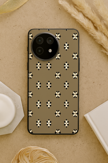 Aesthetic Floral Grid Premium Glass Back Cover For One Plus 13, 12, 11, 10, Nord Series