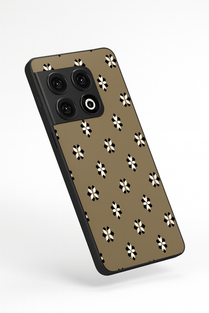 Aesthetic Floral Grid Premium Glass Back Cover For One Plus 13, 12, 11, 10, Nord Series