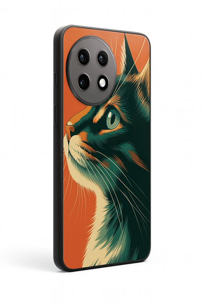 Cutie Cat Premium Glass Back Cover For One Plus 13, 12, 11, 10, Nord Series