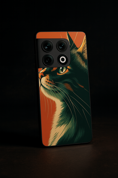 Cutie Cat Premium Glass Back Cover For One Plus 13, 12, 11, 10, Nord Series