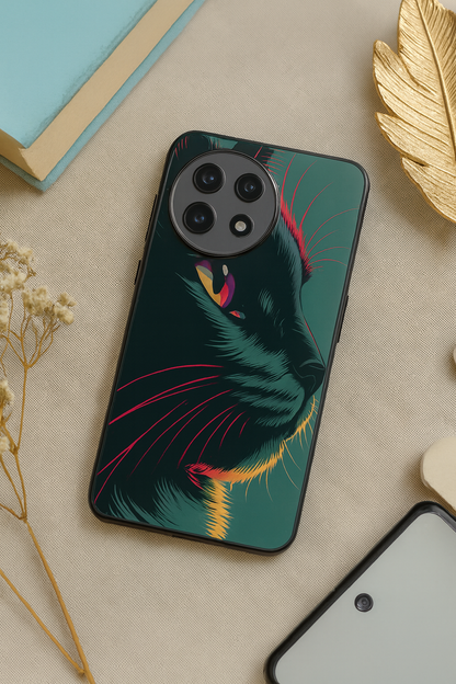 Kitty Abstract Premium Glass Back Cover For One Plus 13, 12, 11, 10, Nord Series