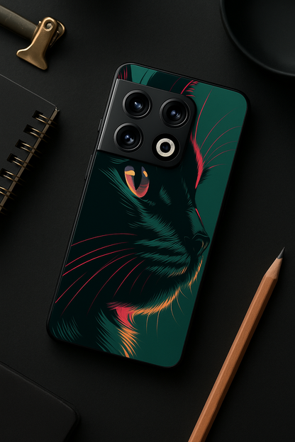 Kitty Abstract Premium Glass Back Cover For One Plus 13, 12, 11, 10, Nord Series