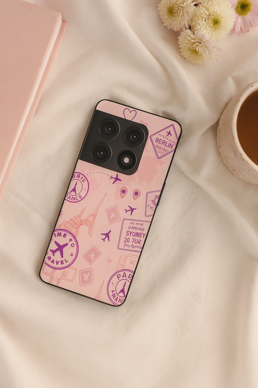 Travel Bug Premium Glass Back Cover For One Plus 13, 12, 11, 10, Nord Series