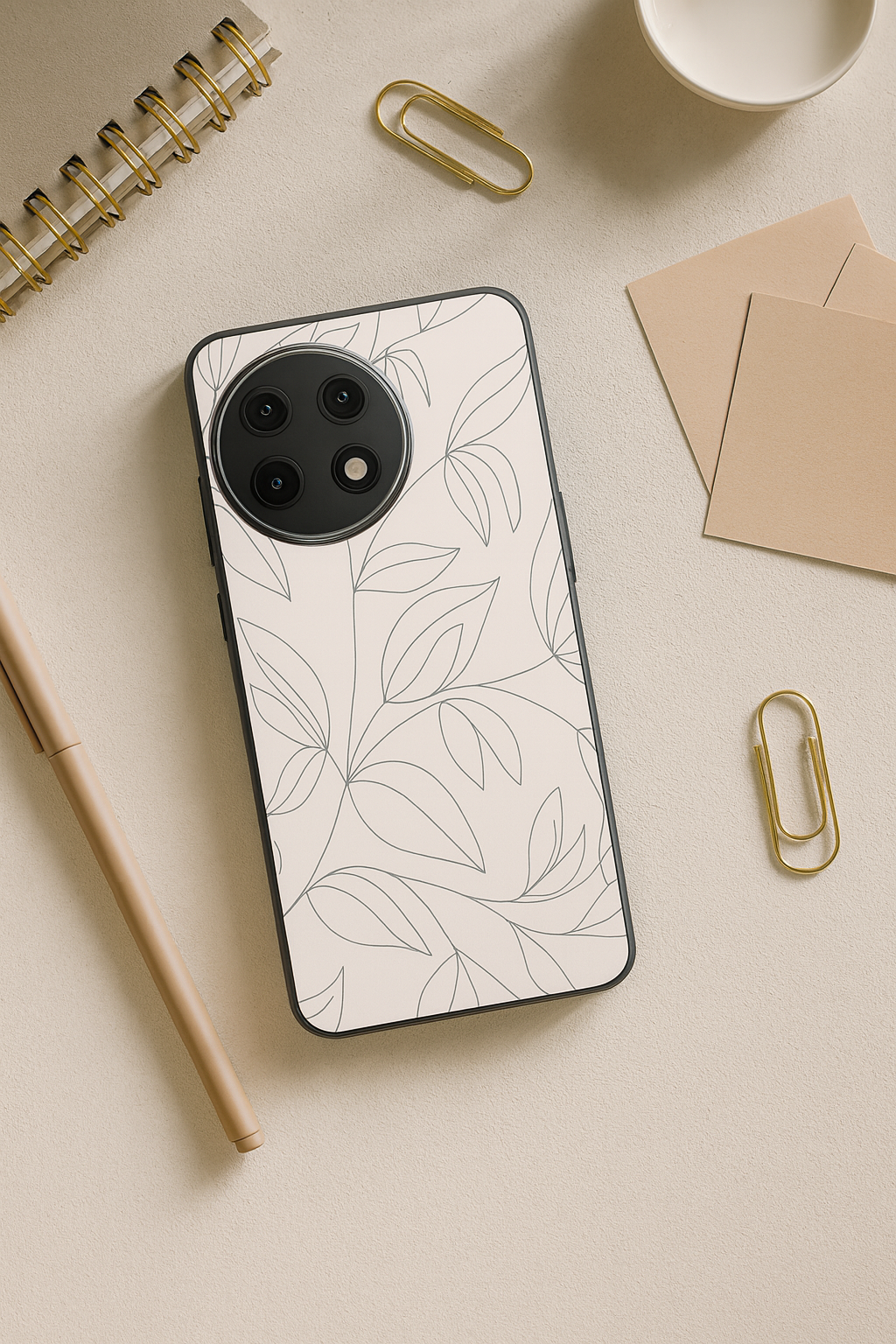 The Petal Sketch Premium Glass Back Cover For One Plus 13, 12, 11, 10, Nord Series