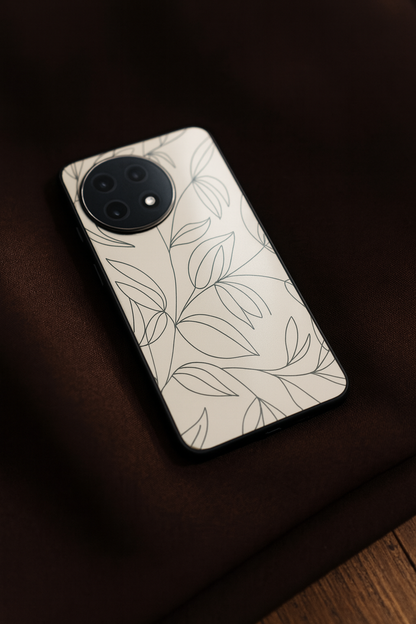 The Petal Sketch Premium Glass Back Cover For One Plus 13, 12, 11, 10, Nord Series