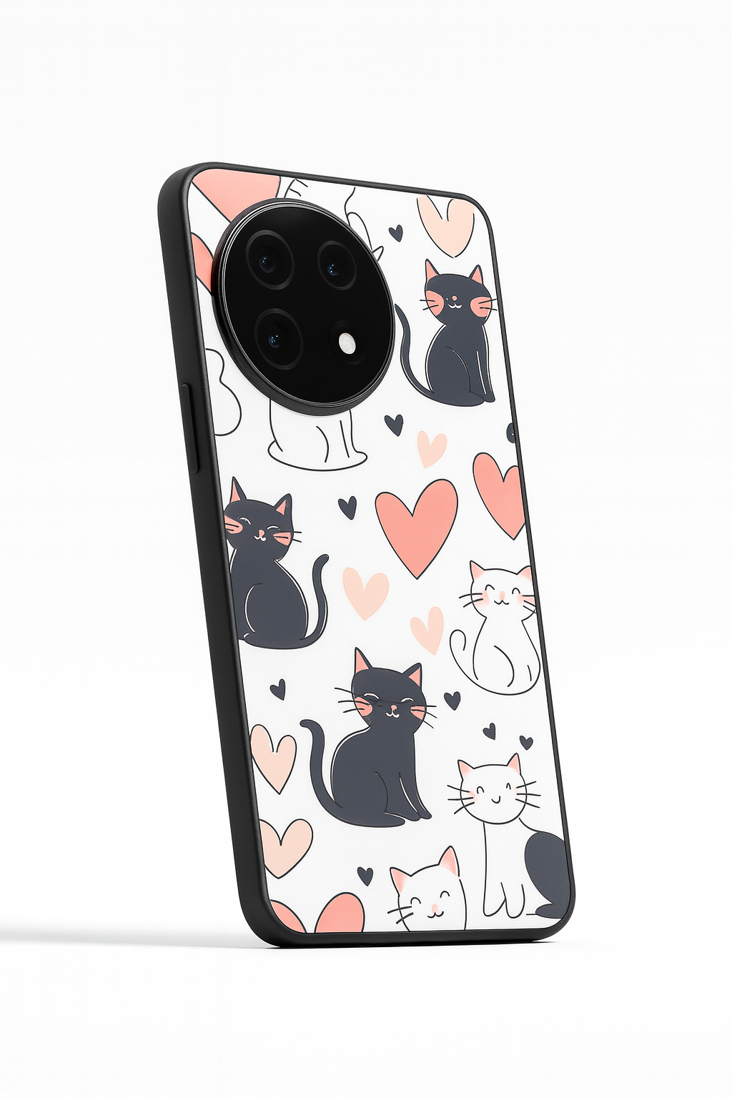 Meowgical Hearts Glass Back Cover For One Plus 13, 12, 11, 10, Nord Series