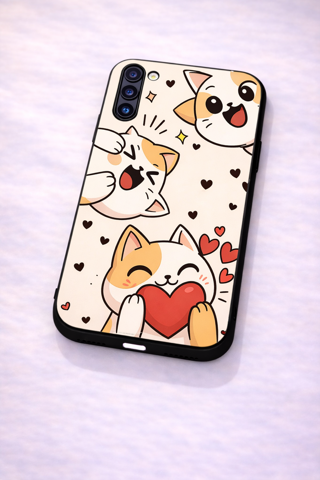 Kitty Love Premium Glass Back Cover For Galaxy S, A, M & F Series