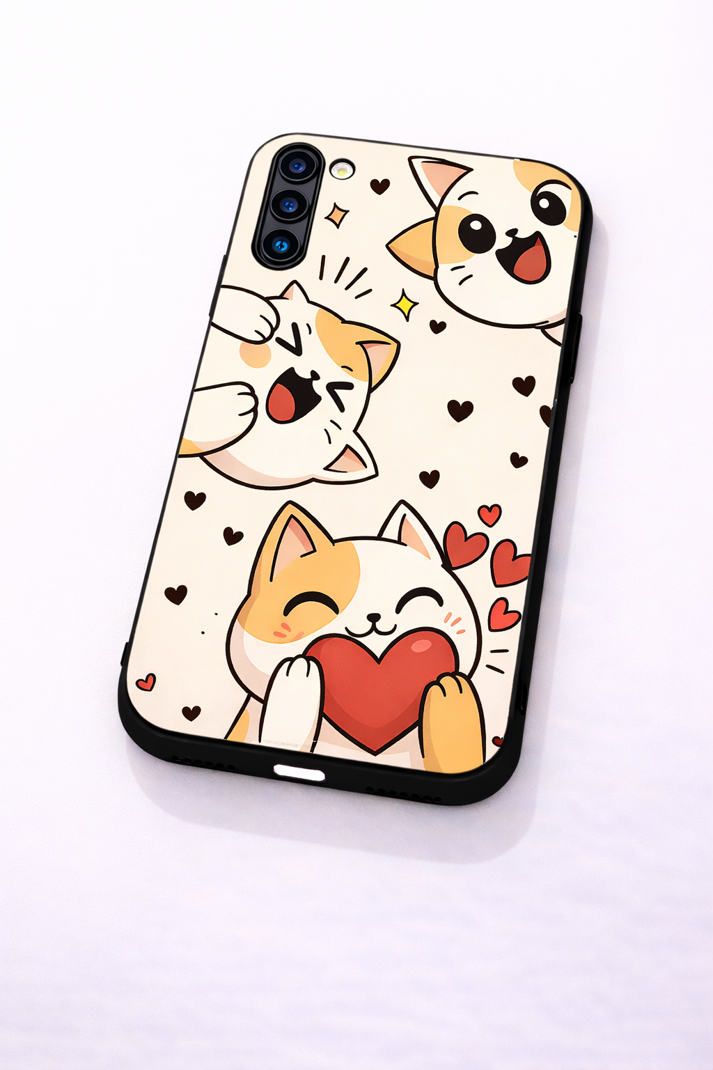 Kitty Love Premium Glass Back Cover For Galaxy S, A, M & F Series