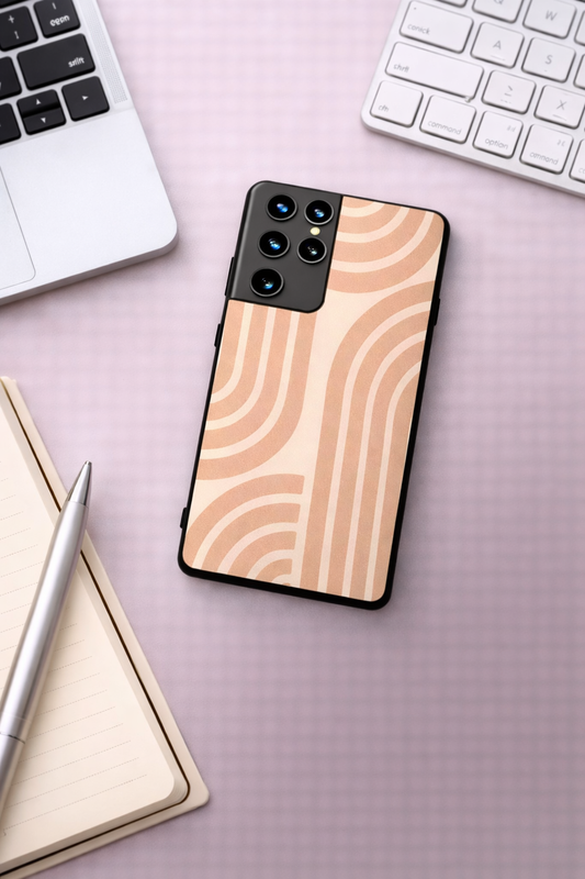 Abstract Arc Premium Glass Back Cover For Galaxy S, A, M & F Series