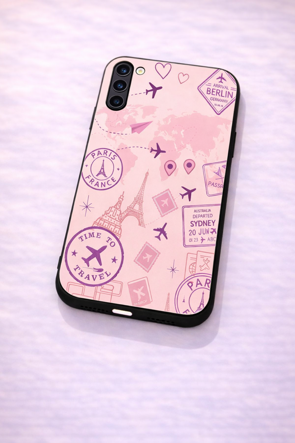 Travel Bug Premium Glass Back Cover For Galaxy S, A, M & F Series