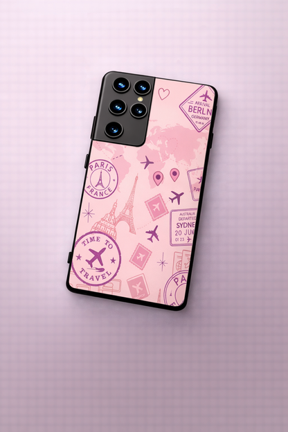 Travel Bug Premium Glass Back Cover For Galaxy S, A, M & F Series