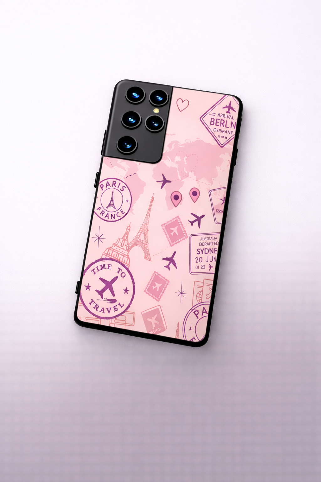 Travel Bug Premium Glass Back Cover For Galaxy S, A, M & F Series