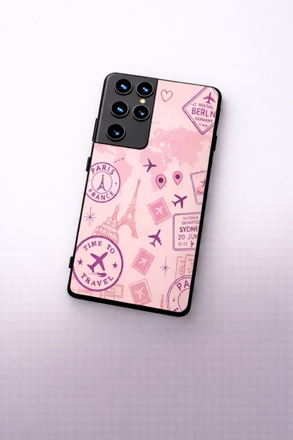 Travel Bug Premium Glass Back Cover For Galaxy S, A, M & F Series