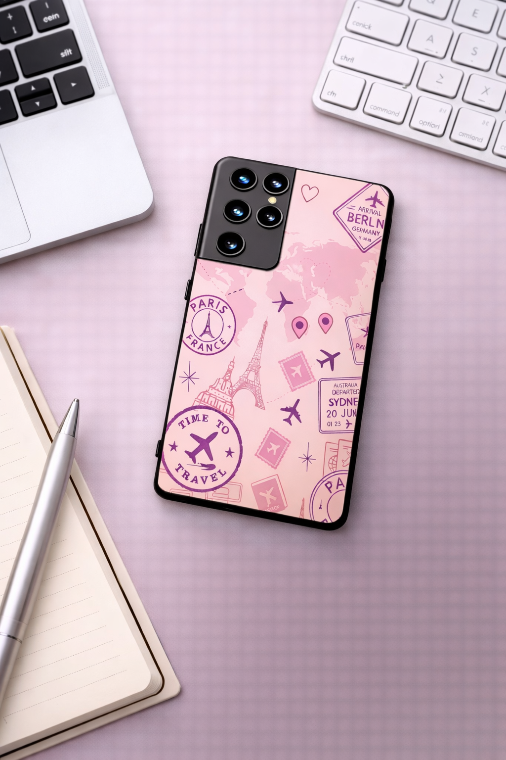 Travel Bug Premium Glass Back Cover For Galaxy S, A, M & F Series