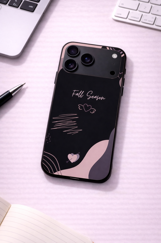 Autumn Hearts Premium Glass Back Cover For iPhone 11-17 Models