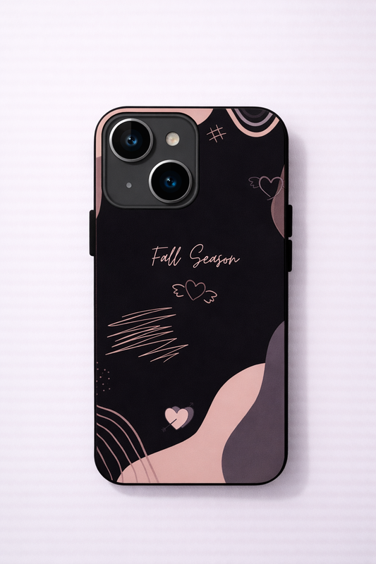 Autumn Hearts Premium Glass Back Cover For iPhone 11-17 Models