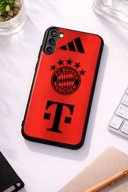 red armour Premium Glass Back Cover For Galaxy S, A, M & F Series