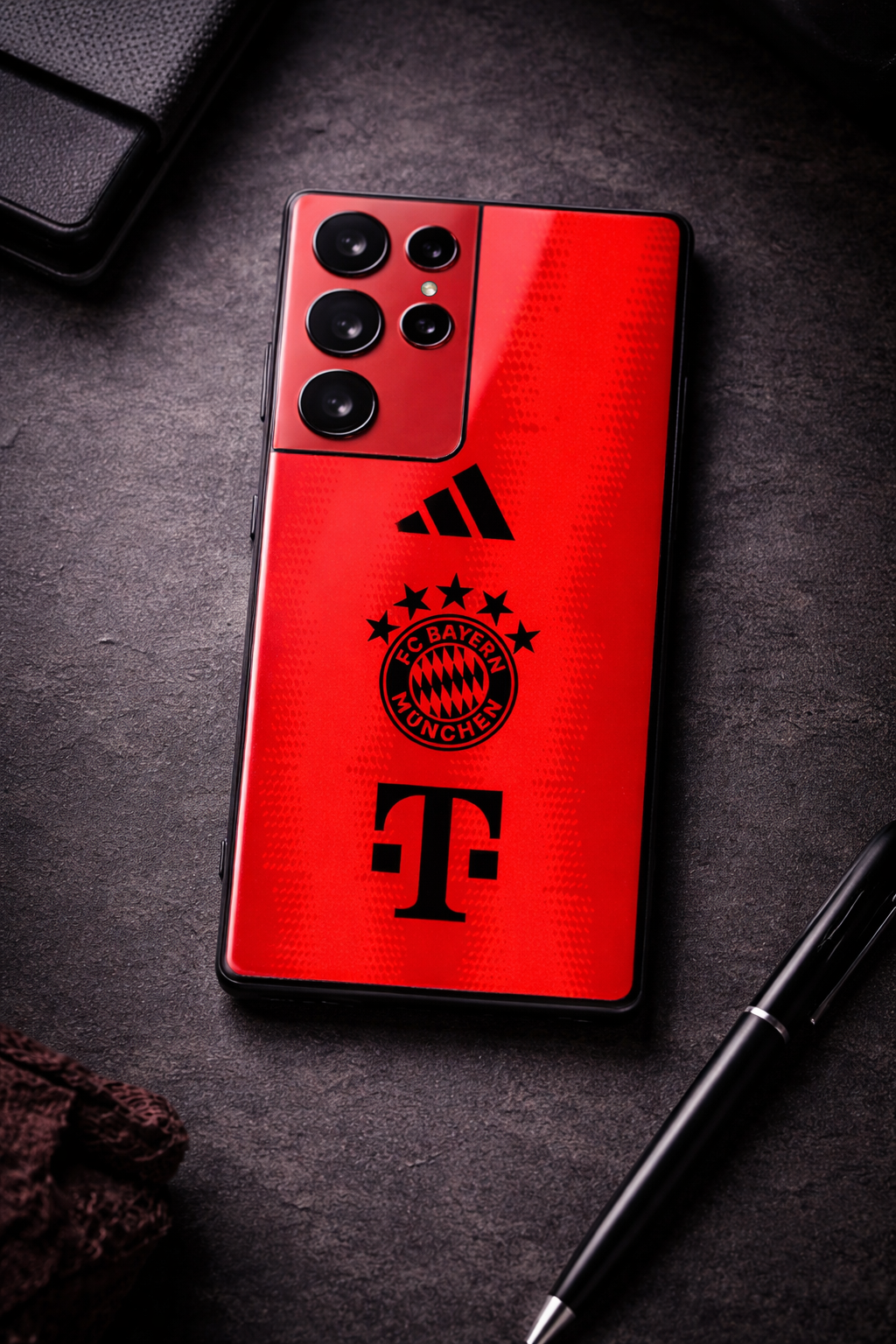 red armour Premium Glass Back Cover For Galaxy S, A, M & F Series