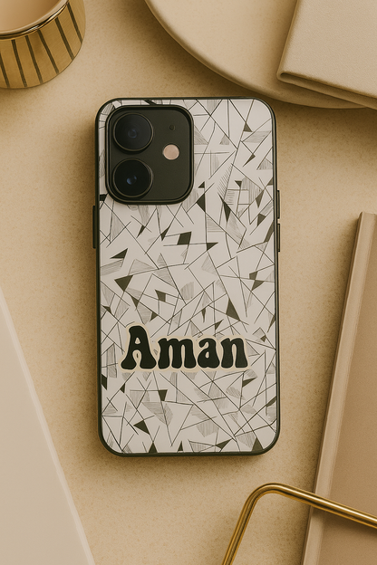 Prismatrix Personalised Name Premium Glass Back Cover For iPhone 11,12,13,14,15,16 Models