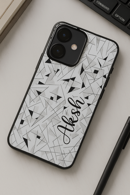 Prismatrix Personalised Name Premium Glass Back Cover For iPhone 11,12,13,14,15,16 Models