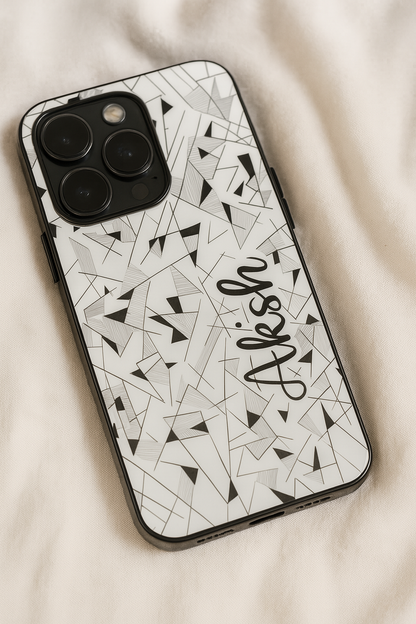 Prismatrix Personalised Name Premium Glass Back Cover For iPhone 11,12,13,14,15,16 Models