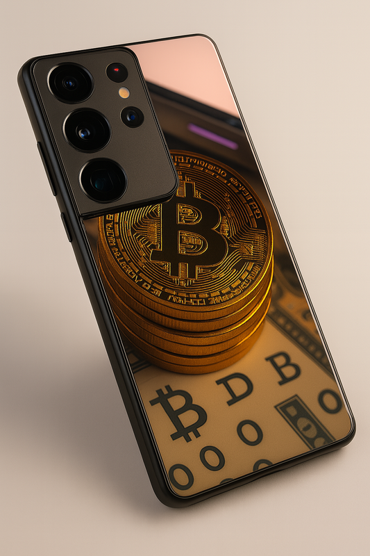 Bitcoin Blaze Premium Glass Back Cover For Galaxy S22, S23, S24, S25 Models