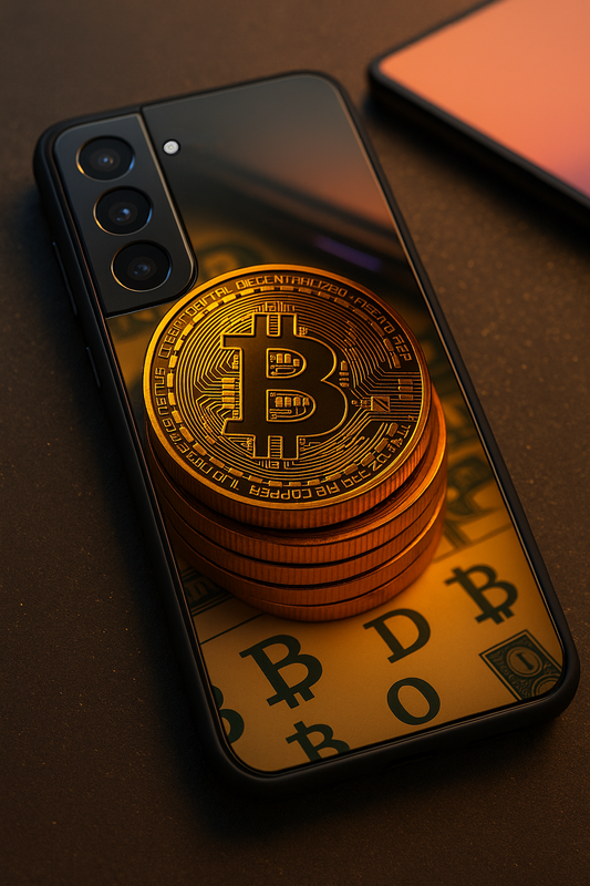 Bitcoin Blaze Premium Glass Back Cover For Galaxy S22, S23, S24, S25 Models