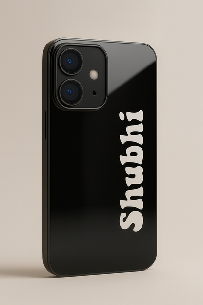 Minimal Luxe Personalised Name Premium Glass Back Cover For iPhone 11,12,13,14,15,16 Models