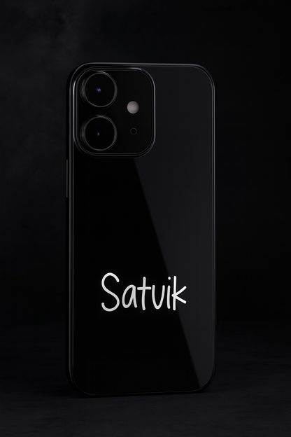 Minimal Luxe Personalised Name Premium Glass Back Cover For iPhone 11,12,13,14,15,16 Models