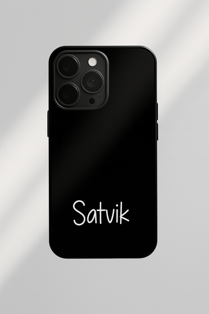 Minimal Luxe Personalised Name Premium Glass Back Cover For iPhone 11,12,13,14,15,16 Models