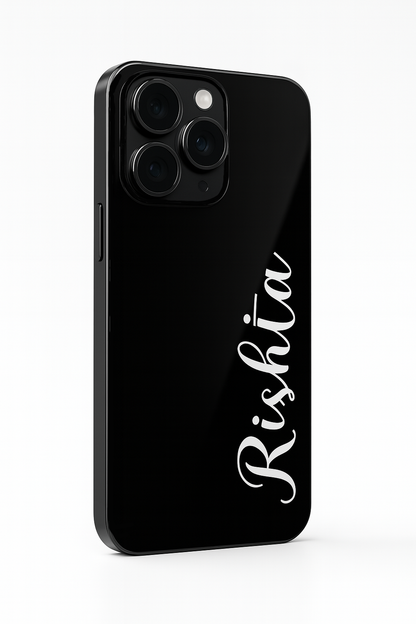 Minimal Luxe Personalised Name Premium Glass Back Cover For iPhone 11,12,13,14,15,16 Models