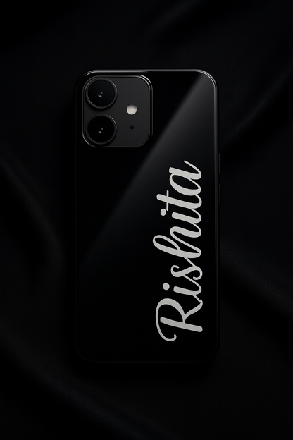 Minimal Luxe Personalised Name Premium Glass Back Cover For iPhone 11,12,13,14,15,16 Models