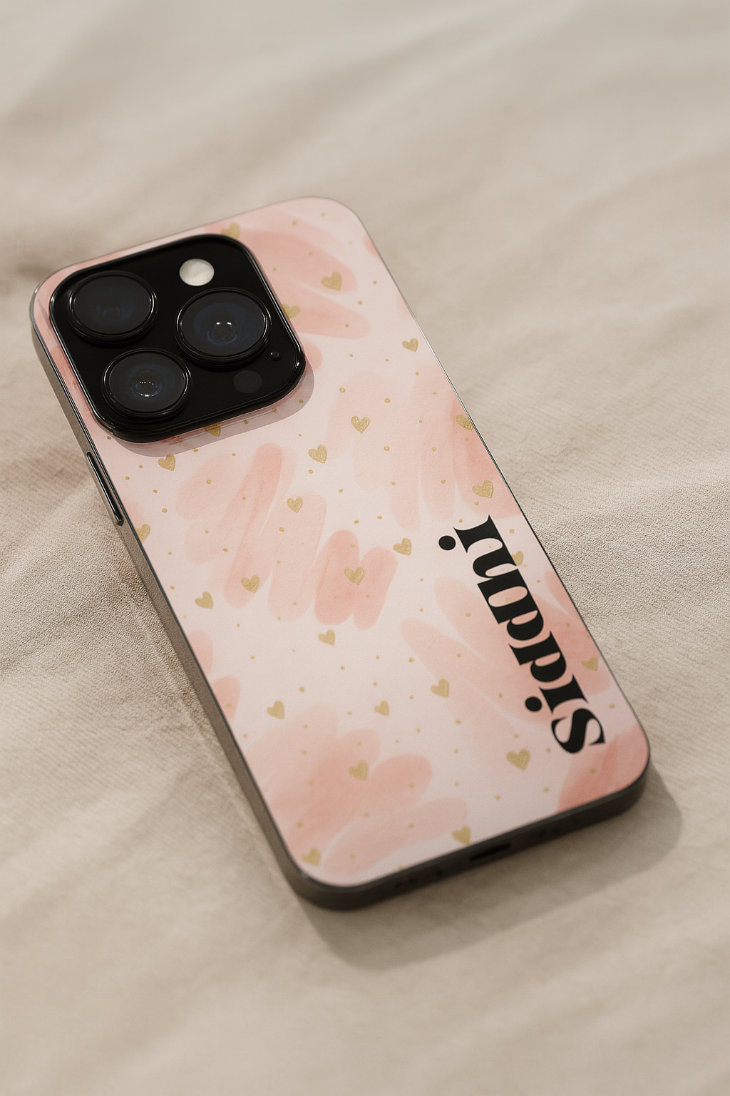 Golden Hearts Personalised Name Premium Glass Back Cover For iPhone 11,12,13,14,15,16 Models