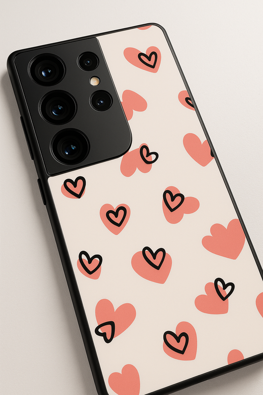 Benji Hearts Premium Glass Back Cover For Galaxy S22, S23, S24, S25 Models