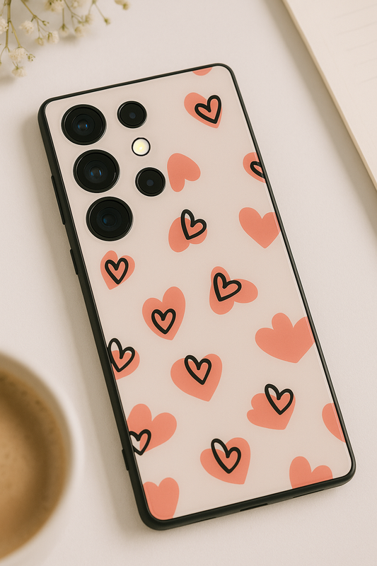 Benji Hearts Premium Glass Back Cover For Galaxy S22, S23, S24, S25 Models