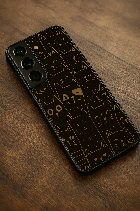 Meow You Too Premium Glass Back Cover For Galaxy S22, S23, S24, S25 Models