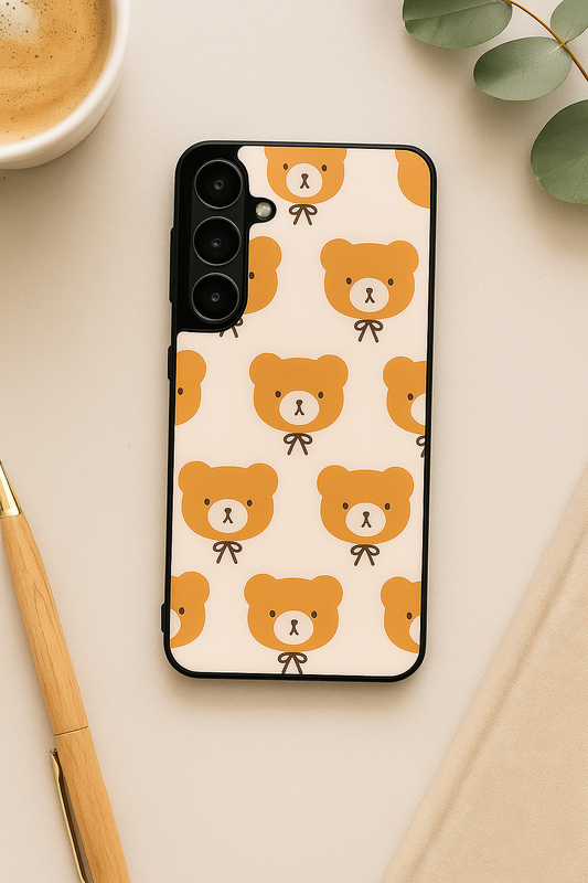 Hello Teddy Premium Glass Back Cover For Galaxy S22, S23, S24, S25 Models