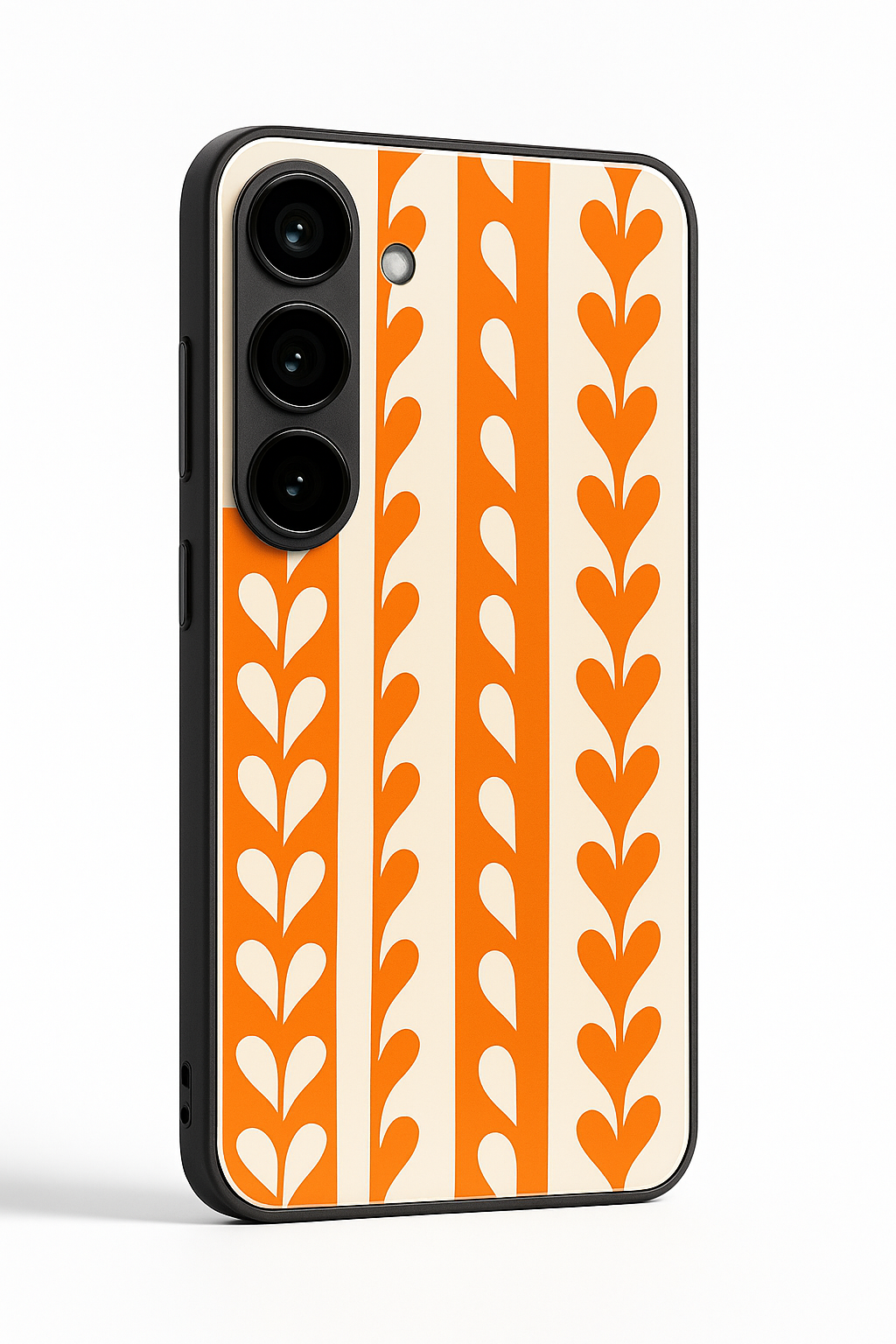 Flowery Line Pattern Premium Glass Back Cover For Galaxy S22, S23, S24, S25 Models