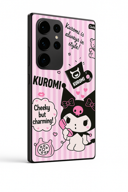 Kuromi Cat Premium Glass Back Cover For Galaxy S22, S23, S24, S25 Models