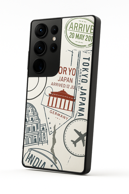 I Love Travelling Premium Glass Back Cover For Galaxy S22, S23, S24, S25 Models