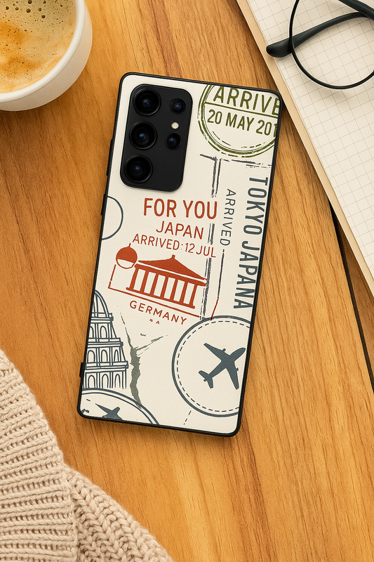I Love Travelling Premium Glass Back Cover For Galaxy S22, S23, S24, S25 Models