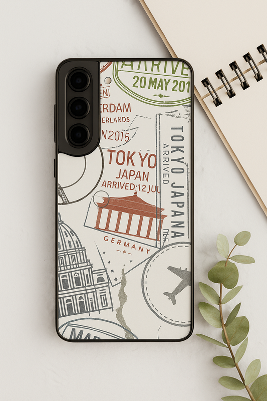 I Love Travelling Premium Glass Back Cover For Galaxy S22, S23, S24, S25 Models