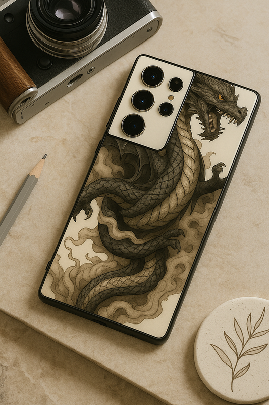 Dragon Graffiti Premium Glass Back Cover For Galaxy S22, S23, S24, S25 Models