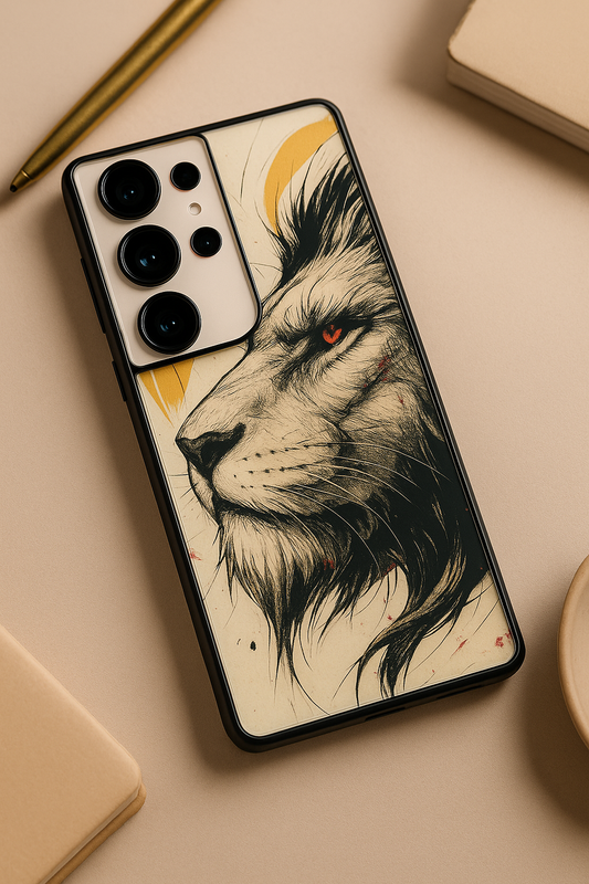 Fierce-full Lion Premium Glass Back Cover For Galaxy S22, S23, S24, S25 Models