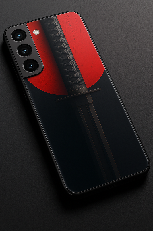 Katana Shot Abstract Premium Glass Back Cover For Galaxy S22, S23, S24, S25 Models